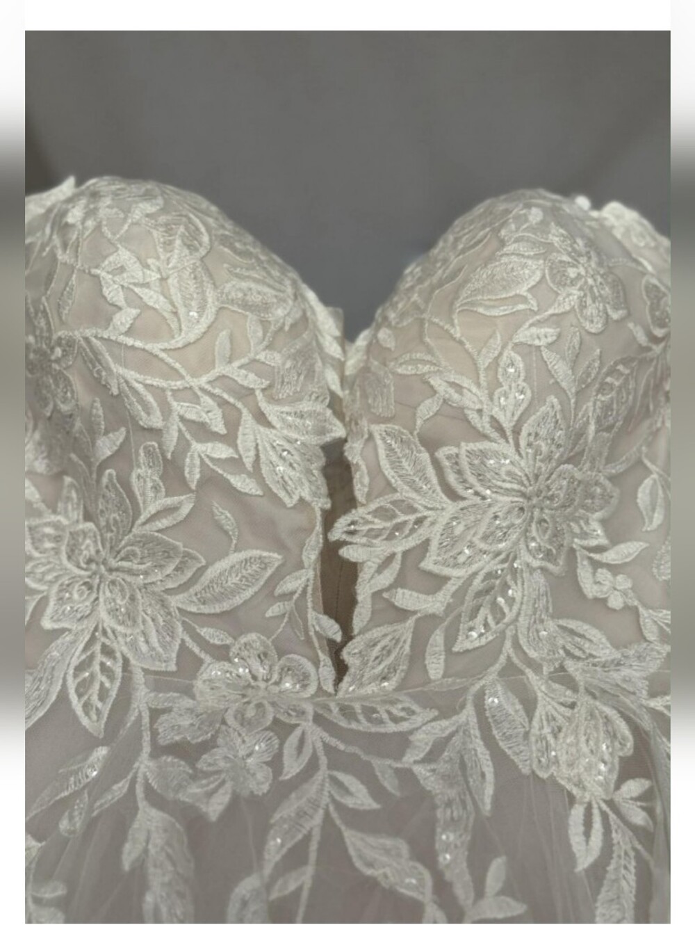 Strapless Lace Appliqué Wedding Gown - Allure Romance 3550L - Picture 4 of 8